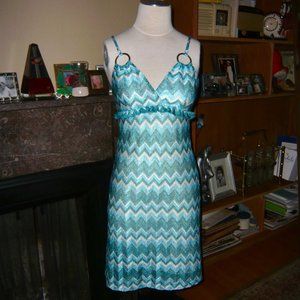 Blue and White Chevron Metallic Thread lined Dress Arden B beautiful dress